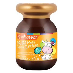 SpringLeaf Kids Mega Milky Calcium - Bổ sung Canxi Cho Bé Từ 1 Tuổi, Giúp Xương Răng Chắc Khỏe, Hộp 120 Viên