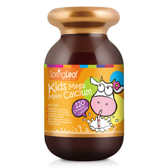 SpringLeaf Kids Mega Milky Calcium - Bổ sung Canxi Cho Bé Từ 1 Tuổi, Giúp Xương Răng Chắc Khỏe, Hộp 120 Viên