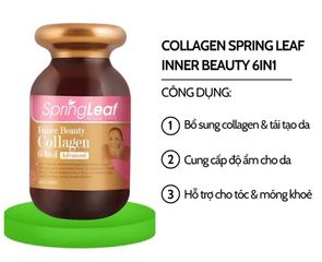 Viên Uống Collagen Spring Leaf 6in1 - Cải Thiện Da, Ngăn Ngừa Thâm Nám, Duy Trì Sắc Đẹp, Chai 60 Viên Xuất Xứ Úc