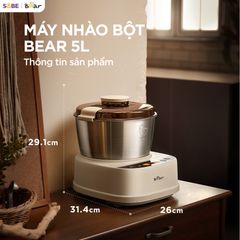 Máy trộn bột Bear 5L SM-5H50Z68 - Dung tích lớn, công nghệ nhồi 3D, phù hợp cho gia đình yêu thích làm bánh tại nhà