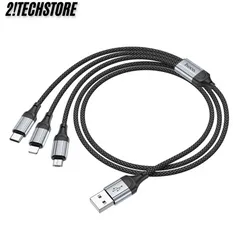 Cáp sạc 3 đầu đa năng Hoco X102 3in1 Phù Hợp với mọi dòng điện thoại
