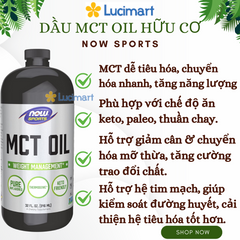 Dầu MCT Oil hữu cơ Organic Now Sports chai 946ml [Hàng Mỹ]