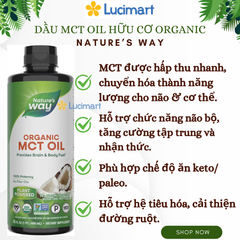 Dầu MCT Oil hữu cơ Organic Nature’s Way 480ml [Hàng Mỹ]