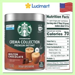  Cà phê Starbucks hòa tan 100% cà phê Arabica Crema Collection Premium Instant, hộp 202 gram [Hàng Mỹ]