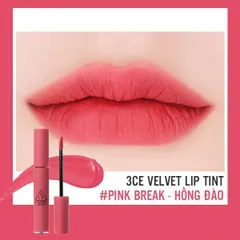Son Kem Lì 3CE Velvet Lip Tint #Pink Break - Son Môi Dưỡng Ẩm, Chất Kem Mịn Màng, Màu Hồng Tươi Tắn, Phong Cách Trang Điểm Đa Dạng
