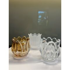 Chân Nến Thủy Tinh Hoa TULIP Trong Suốt - Trang Trí Nhà Đẹp, Quà Tặng Tâm Linh Ý Nghĩa