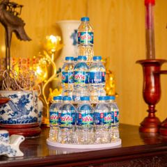 Tháp Nước Mica 3 Tầng Tròn & Vuông - Dụng Cụ Bày Lễ Cúng Gia Tiên, Đi Lễ Chùa, Hoạt Động Tâm Linh, Chất Liệu Cao Cấp