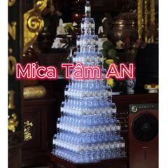 Tháp Nước 9 Tầng Vuông Cao Cấp - Đồ Lễ Tâm Linh Đi Chùa, Đền, Phủ - Dễ Dàng Tháo Rời, Di Chuyển, Đựng Nước Trà Mật Ong
