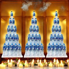 Tháp Nước Mica 5 Tầng Vuông Cao Cấp - Bày Trí Nước Cúng Gia Tiên, Lễ Hội Tâm Linh và Điện Thờ 55 Chai