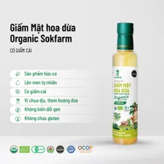 Giấm Mật Hoa Dừa Hữu Cơ Sokfarm 265ml - Giấm Tự Nhiên Giàu Khoáng Chất, Không Biến Đổi Gen, Hương Dừa Thơm Ngon