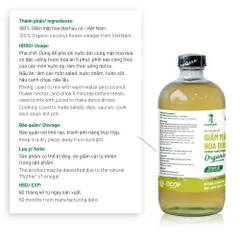 Giấm Mật Hoa Dừa Hữu Cơ Sokfarm 500ml - Giấm Tự Nhiên Nguyên Chất, Không Biến Đổi Gen, Thơm Hương Dừa, Giàu Khoáng Chất