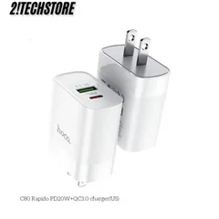 Củ sạc Hoco C80 hai cổng Type-C và USB sạc nhanh