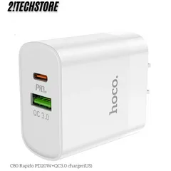 Củ sạc Hoco C80 hai cổng Type-C và USB sạc nhanh