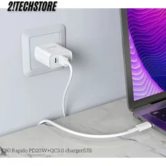 Củ sạc Hoco C80 hai cổng Type-C và USB sạc nhanh