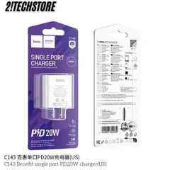 Củ Sạc chận dẹt Hoco C143 20W Sạc Nhanh Type-C tương thích mọi thiết bị