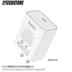 Củ Sạc chận dẹt Hoco C143 20W Sạc Nhanh Type-C tương thích mọi thiết bị