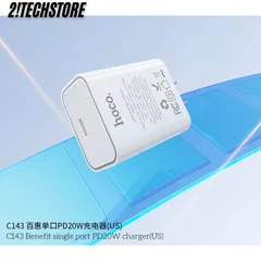 Củ Sạc chận dẹt Hoco C143 20W Sạc Nhanh Type-C tương thích mọi thiết bị