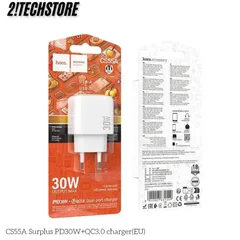 Củ sạc Hoco CS55A Nhanh 30W Type-C USB 2 Cổng sạc, Phù Hợp với điện thoại IP, Android.