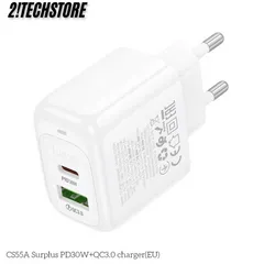 Củ sạc Hoco CS55A Nhanh 30W Type-C USB 2 Cổng sạc, Phù Hợp với điện thoại IP, Android.