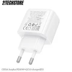 Củ sạc Hoco CS55A Nhanh 30W Type-C USB 2 Cổng sạc, Phù Hợp với điện thoại IP, Android.