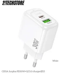 Củ sạc Hoco CS55A Nhanh 30W Type-C USB 2 Cổng sạc, Phù Hợp với điện thoại IP, Android.