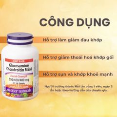 Viên uống bổ khớp Webber Naturals Glucosamine MSM 120 Viên - Hỗ trợ giảm đau, khớp khỏe mạnh, cải thiện tình trạng thoái hóa khớp