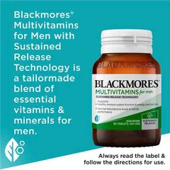 Vitamin Tổng Hợp Blackmores Multivitamin Cho Nam 60 Viên - Công Nghệ Giải Phóng Bền Vững, Bổ Sung Vitamin & Khoáng Chất Thiết Yếu