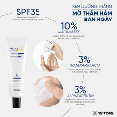 Kem Dưỡng Ban Ngày Melas 2X Cream PrettySkin (50ml) - Dưỡng Trắng Da, Giảm Nám Tàn Nhang, SPF35 Bảo Vệ Da khỏi Tia UV