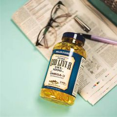 Viên uống dầu cá tuyết Holland Barrett Cod Liver Oil 1000mg - Hỗ trợ sức khỏe tim mạch và não bộ, bổ sung omega-3 tự nhiên