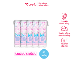 Combo 5 Bông Tẩy Trang Ipek Siêu Mềm Mịn 80 Miếng - Cotton Tự Nhiên Độc Quyền, Tẩy Trang Hiệu Quả Cho Da Nhạy Cảm