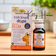 Dung Dịch Uống Vitamin D3 + K2 Nature's Way Kids Smart Drops 11ml - Tăng Cường Sức Khỏe Xương Cho Trẻ Em