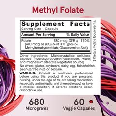 Viên Uống Methyl Folate 5-MTHF Quatrefolic Jarrow - Hỗ Trợ Hệ Tuần Hoàn và Sức Khỏe Tâm Thần (Hộp 60 Viên)