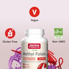 Viên Uống Methyl Folate 5-MTHF Quatrefolic Jarrow - Hỗ Trợ Hệ Tuần Hoàn và Sức Khỏe Tâm Thần (Hộp 60 Viên)