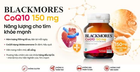 Viên uống Blackmores CoQ10 150mg - Hỗ trợ sức khỏe tim mạch và cung cấp năng lượng tự nhiên - Thực phẩm bổ sung chất lượng Úc