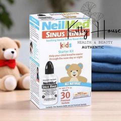 Bộ vệ sinh mũi dành cho trẻ em NeilMed Sinus Rinse - Bình rửa mũi kèm 30 gói hỗn hợp Sodium Chloride và Sodium Bicarbonate
