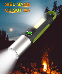 Đèn Pin LED COB Sạc Giá Rẻ 4 Chế Độ Sáng, Siêu Sáng Tiết Kiệm Năng Lượng Cho Du Lịch, Cắm Trại, Đi Rừng, Soi Cá - Tặng Chất Lượng!