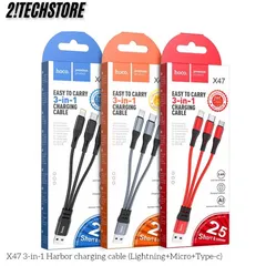 Dây sạc đa năng Hoco X47 3 đầu Dây Dù Chống Đứt dài 25cm