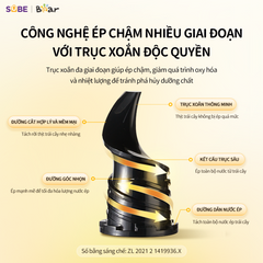 Máy ép trái cây chậm Bear SJ-4H01T - Ép kiệt bã, giữ trọn dưỡng chất, thiết kế nhỏ gọn, màu trắng kem, cho nước ép tươi ngon mỗi ngày