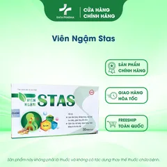 Viên ngậm dưỡng họng Stas - Hỗ trợ giảm đau họng, ngứa rát, ho khan, ho có đờm - Hộp 30 viên tự nhiên, hiệu quả sức khỏe