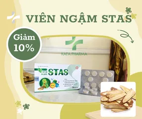 Viên ngậm dưỡng họng Stas - Hỗ trợ giảm đau họng, ngứa rát, ho khan, ho có đờm - Hộp 30 viên tự nhiên, hiệu quả sức khỏe