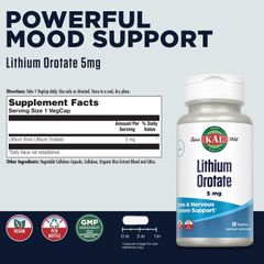 Viên Uống Lithium Orotate KAL - Hỗ Trợ Sức Khỏe Não Bộ và Tâm Trạng - 60-120 Viên Nhộng Nhập Mỹ