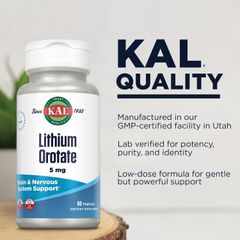 Viên Uống Lithium Orotate KAL - Hỗ Trợ Sức Khỏe Não Bộ và Tâm Trạng - 60-120 Viên Nhộng Nhập Mỹ