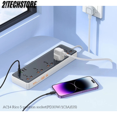 Ổ cắm thông minh Hoco AC14 nhiều cổng sạc đa năng Chất liệu nhựa PC chống cháy an toàn