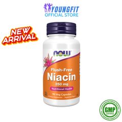 Viên Uống Niacin Flush Free NOW Foods - Hỗ Trợ Cholesterol, Tăng Cường Sức Khỏe Hệ Tuần Hoàn (90 Viên)