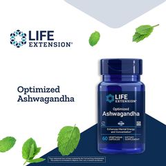 Viên Uống Optimized Ashwagandha Life Extension - Sâm Ấn Độ Hỗ Trợ Giảm Căng Thẳng, Tăng Cường Tinh Thần (60 viên)