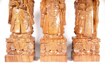 Bộ 3 Tượng Phúc Lộc Thọ Gỗ Hương Đá 30cm - Quà Tặng Ý Nghĩa Trang Trí Nhà Cửa, Tượng Trưng Tài Lộc, Sức Khỏe, Trường Thọ