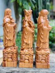 Bộ 3 Tượng Phúc Lộc Thọ Gỗ Hương Đá 30cm - Quà Tặng Ý Nghĩa Trang Trí Nhà Cửa, Tượng Trưng Tài Lộc, Sức Khỏe, Trường Thọ