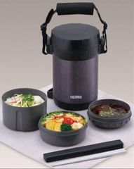 Hộp Cơm Giữ Nhiệt Thermos JBG-1801 - Thép Không Gỉ, 3 Ngăn Nhựa An Toàn, Giữ Nhiệt Lên Đến 6 Giờ, Xuất Xứ Nhật Bản
