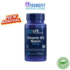 Viên Uống Niacin Vitamin B3 Life Extension - Hỗ Trợ Cân Bằng Cholesterol Tốt, Tăng Cường Sức Khỏe Tim Mạch (100 viên)