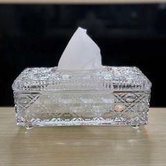 Hộp đựng giấy pha lê mài cao cấp - Thiết kế sang trọng, đa năng cho không gian hiện đại và cổ điển - Dụng cụ nhà bếp 24.5x12x8.5cm